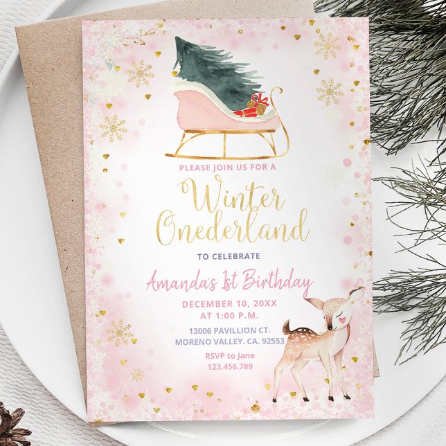 Blush Pink Winter Onederland Birthday Invitation (Creator Uploaded)