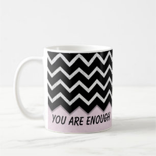 blush pink with black chevron coffee mug