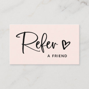 Blush Pink with Black Script and Heart Referral Card