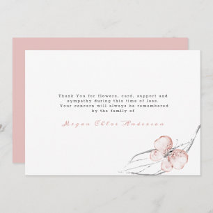 Blush Pink with Butterfly Funeral  Thank You Card