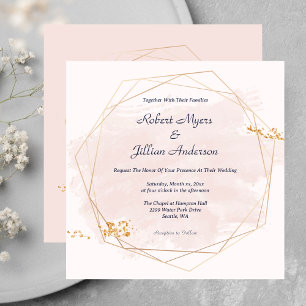 Blush Pink with Gold Wedding Invitation