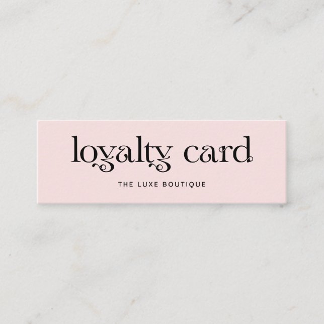 Blush Pink with Luxe Black Typography Loyalty Card (Front)
