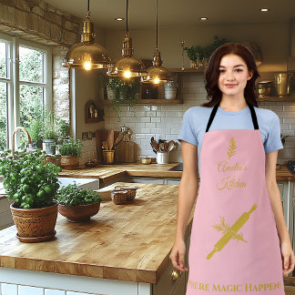 Blush Pink with Metallic Gold Rolling Pin and Herb Apron