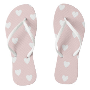 Blush Pink with White Hearts Jandals