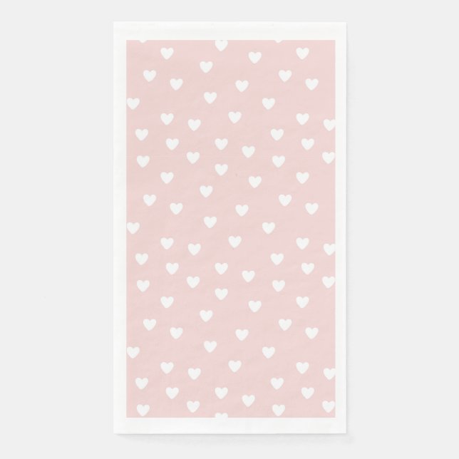 Blush Pink with White Hearts Napkin (Front)