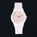 Blush Pink with White Hearts Watch<br><div class="desc">NewParkLane - Watch, with a cute pattern of hand drawn little white hearts. A cute design for a girl's birthday, as a wedding favour or as a gift for Valentine's Day! Check out this collection for matching items. Do you have specific personal design wishes? Or do you want this design...</div>