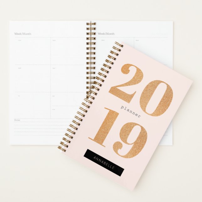 Blush Pink x Glitter Rose Gold 2019 Planner (Display)