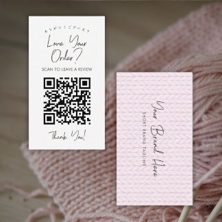 Blush Pink Yarn Knitting QR Code Leave a Review Business Card