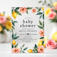 Blush Pink Yellow Floral Lemon Citrus Baby Shower