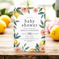 Blush Pink Yellow Floral Lemon Citrus Baby Shower