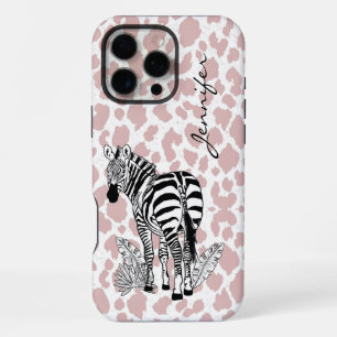 Blush Pink Zebra Animal Print iPhone 16 Pro Max Case
