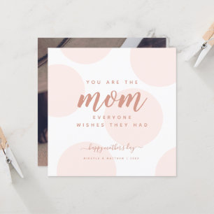 Blush PinkPolka Dot Mother's Day Photo Flat Card