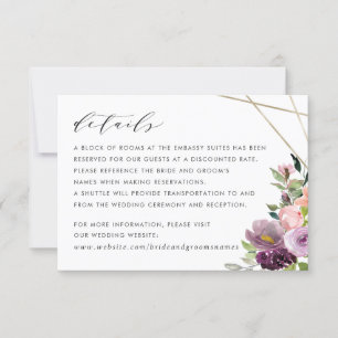 Blush Plum Floral Geometric Purple Details Invitation