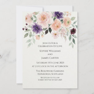 Blush Plum Garden Wedding Invitation