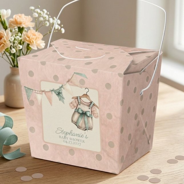 Blush Polka Dot Baby  Favour Box (Boho baby shower guest favor box)