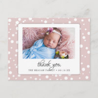 Blush Polka Dots Birth Announcement Thank You