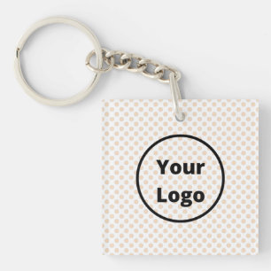 Blush polka dots on white pattern key ring