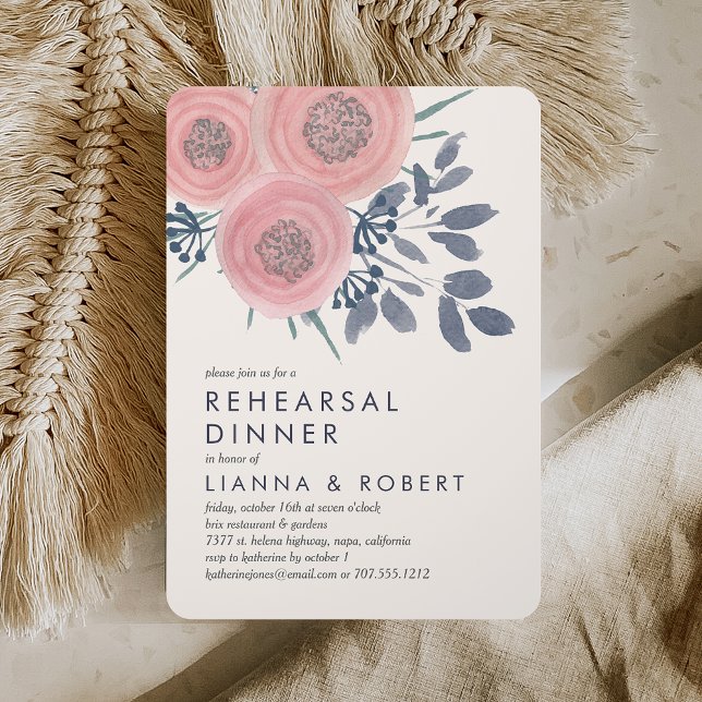 Blush Poppies Rehearsal Dinner Invitation (Creator Uploaded)