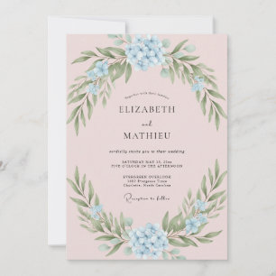 Blush Powder Blue Ethereal Spring Wedding Invitation