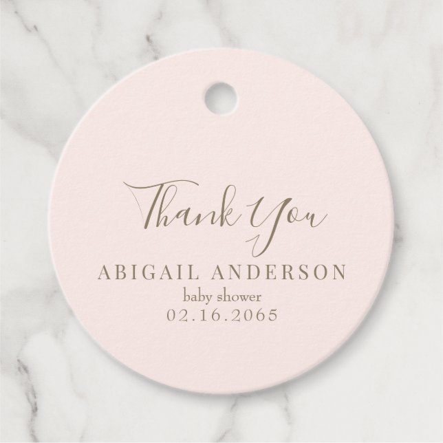 Blush Princess Baby Shower  Favour Tags (Front)