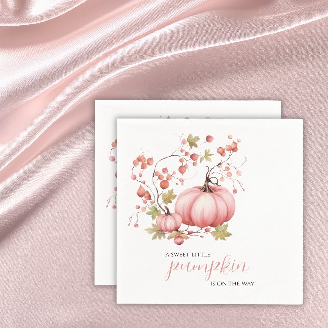 Blush Pumpkin Autumn Berry Baby Shower Napkin (Creator Uploaded)