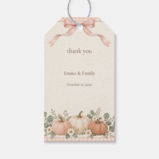 Blush Pumpkin Baby Shower Favour Thank You Gift Tags