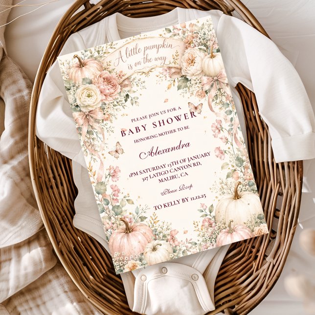 Blush Pumpkin Baby Shower Invitation (Creator Uploaded)
