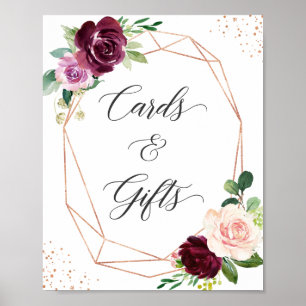 Blush Purple Floral Rose Gold Cards and Gifts Sign