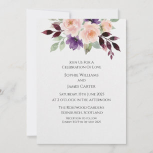 Blush Purple Floral Wedding Invitation