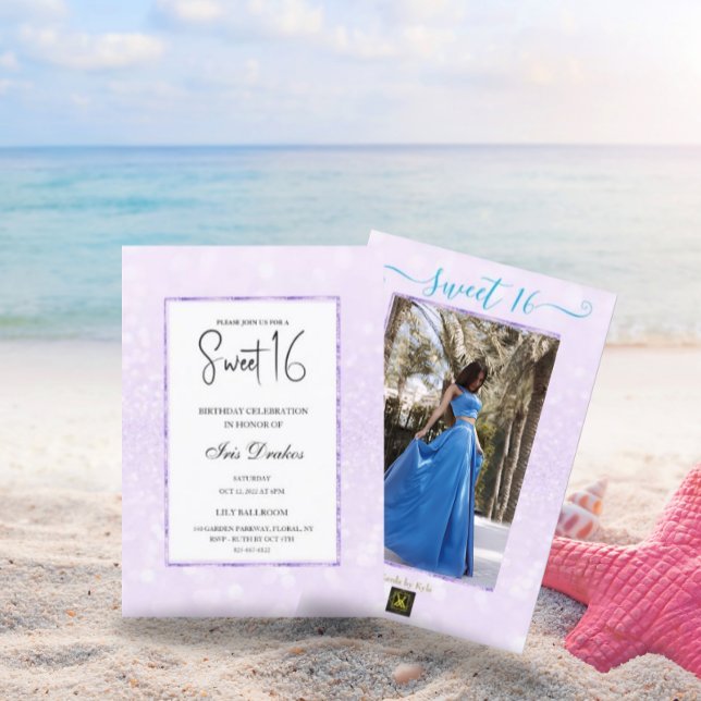 Blush purple glitter elegant chic Sweet 16  Invitation (Creator Uploaded)