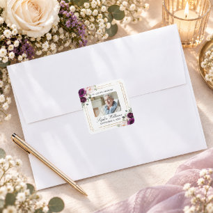 Blush & Purple Memorial Funeral Square Sticker