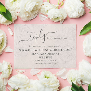 Blush QR Code RSVP Online Calligraphy Floral Enclosure Card