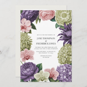 Blush Quartz, Soft Sage & Cloud Mauve Wedding Invitation
