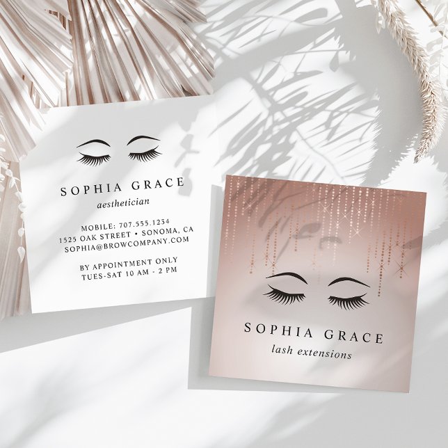 Blush Rain Lashes Square Business Card (Creator Uploaded)