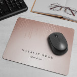 Blush Rain Personalised Mouse Pad<br><div class="desc">Chic personalised mousepad displays your name,  business name or choice of custom text in classic black lettering on a blush pink ombre background adorned with strands of faux rose gold foil string lights.</div>