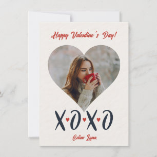 Blush Red Brushstroke XOXO Valentine's Day Photo Holiday Card