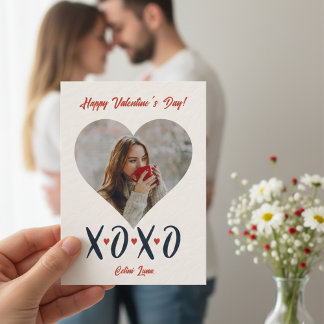 Blush Red Brushstroke XOXO Valentine's Day Photo  Holiday Card