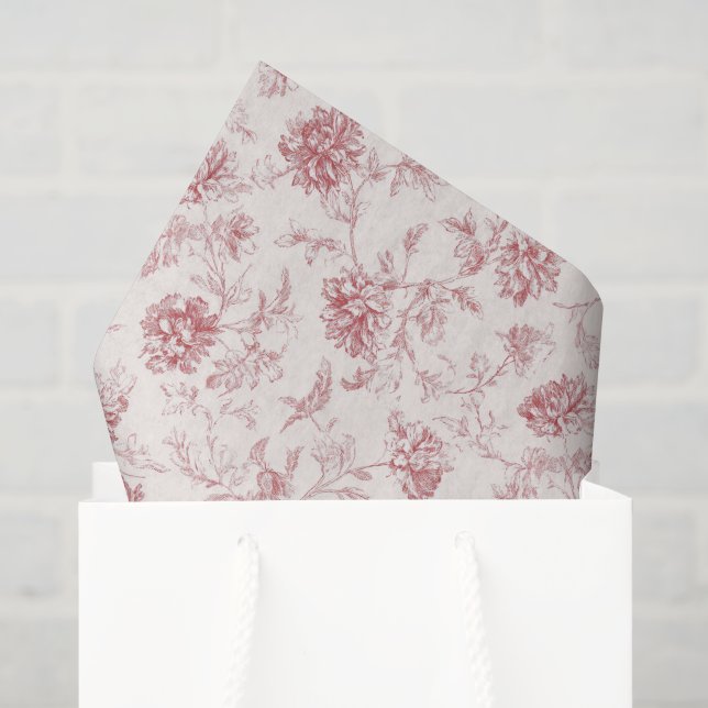 Blush Red Floral Birthday Tissue Paper (Gift Bag)