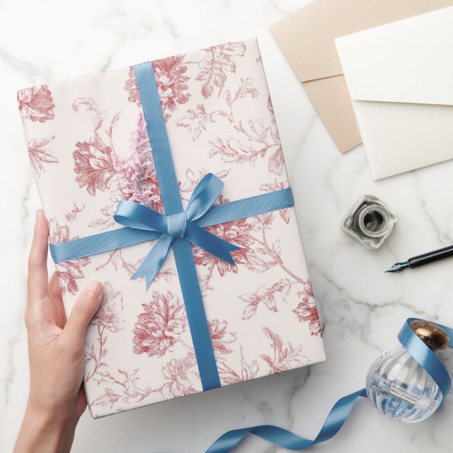 Blush Red Floral Birthday Wrapping Paper (Gifting)