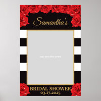 Blush Red Roses and Gold Bridal Shower photo prop