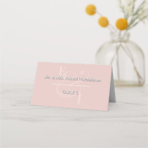 Blush Reverse Ampersand Wedding Folded Seating Place Card