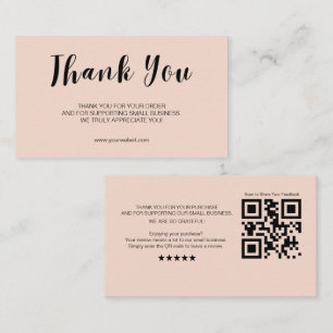 Blush Review Request Thank You Card QR Business