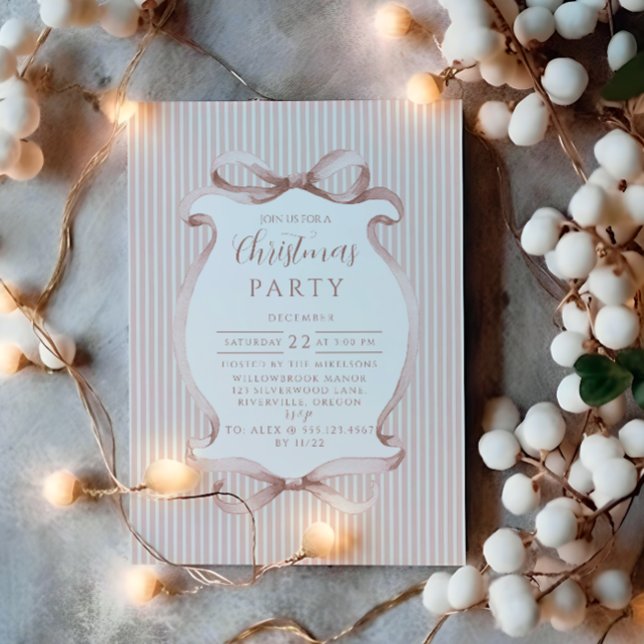 Blush Ribbon Christmas Invitation (Creator Uploaded)