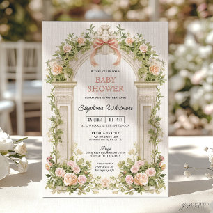Blush Ribbon Garden Arch Baby Shower Invitation
