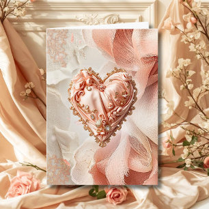 Blush Rococo Heart Lace Elegant Thank You  Card