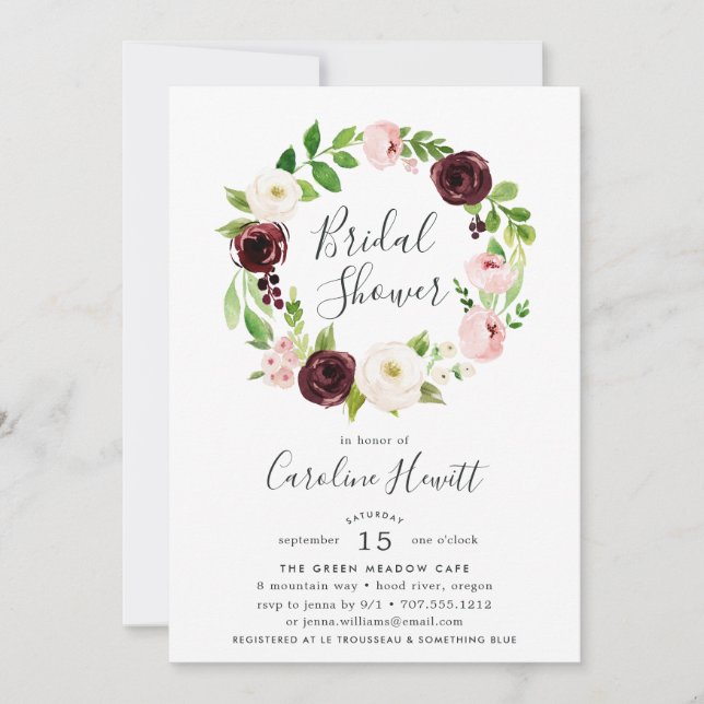 Blush Romance Bridal Shower Invitation (Front)
