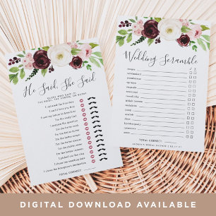 Blush Romance Double-Sided Bridal Shower Game Card
