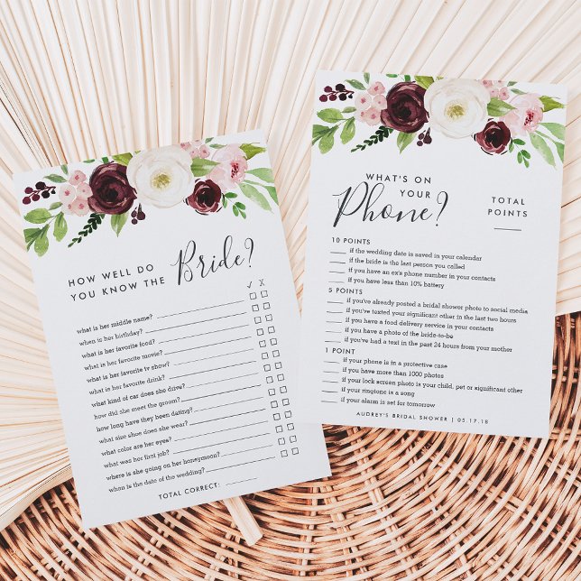 Blush Romance Double-Sided Bridal Shower Game Invitation (Creator Uploaded)