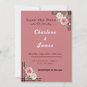 Blush Romance: Floral Frame Save the Date