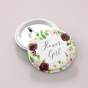 Blush Romance Flower Girl 6 Cm Round Badge